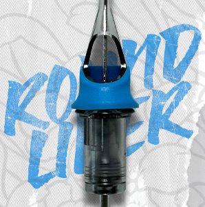 Round Liner tattoo cartridge by Blue Steel Tattoo - blue grip