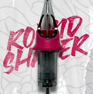 Round Shader tattoo cartridge by Blue Steel Tattoo - red grip